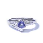 Forever Diamonds Trillion Cut Tanzanite Baguette Diamond 0.50ct TDW. 14kt White Gold Ring