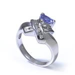 Trillion Cut Tanzanite Diamond 0.25ct TDW. 14kt White Gold Ring