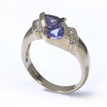 Trillion Cut Tanzanite Diamond 0.25ct TDW. Bypass 14kt Gold Ring