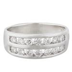 Two Row Round Diamond Wedding Band in 14kt White Gold