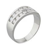 Two Row Round Diamond Wedding Band in 14kt White Gold