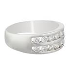 Two Row Round Diamond Wedding Band in 14kt White Gold