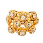 Three Row Diamond Cluster Ring in 14kt Gold