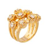 Three Row Diamond Cluster Ring in 14kt Gold