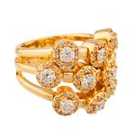 Three Row Diamond Cluster Ring in 14kt Gold