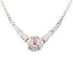 Forever Diamonds Vintage Diamond Flower Necklace in 14kt White Gold