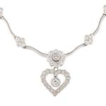 Vintage Diamond Heart Necklace in 18kt White Gold