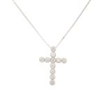 Vintage Round Diamond Cross in 14kt White Gold