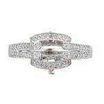 Vintage Style Diamond Engagement Ring in 18kt White Gold