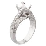 Vintage Style Diamond Engagement Ring Setting in 18kt White Gold