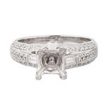 Vintage Style Diamond Engagement Ring Setting in 18kt White Gold