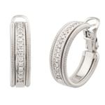 Forever Diamonds Vintage Style Diamond Hoop Earrings in 14kt White Gold