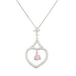 Forever Diamonds White and Pink Sapphire Heart Pendant in Sterling Silver