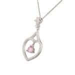 White and Pink Sapphire Heart Pendant in Sterling Silver