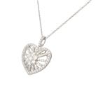 White Sapphire Cluster Heart Pendant in Sterling Silver