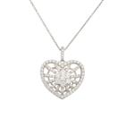 White Sapphire Cluster Heart Pendant in Sterling Silver