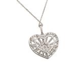 White Sapphire Cluster Heart Pendant in Sterling Silver