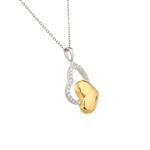 Forever Diamonds Joined Yellow Hearts Pendant in Sterling Silver