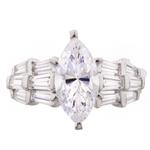 White Sapphire Diamond Engagement Ring in 14kt White Gold