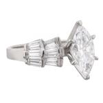 White Sapphire Diamond Engagement Ring in 14kt White Gold
