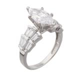 White Sapphire Diamond Engagement Ring in 14kt White Gold