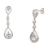 White Sapphire Drop Earrings in Sterling Silver