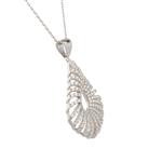 White Sapphire Filigree Tear Drop Pendant in Sterling Silver