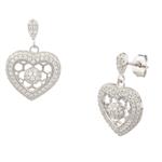 White Sapphire Heart Earrings in Sterling Silver
