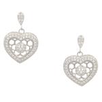 Forever Diamonds White Sapphire Heart Earrings in Sterling Silver