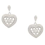 White Sapphire Heart Earrings in Sterling Silver