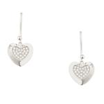 White Sapphire Heart Earrings in Sterling Silver