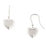 White Sapphire Heart Earrings in Sterling Silver