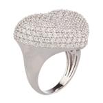White Sapphire Puffy Heart Ring in Sterling Silver