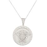 Forever Diamonds White Sapphire Head of Medusa Medallion in Sterling Silver