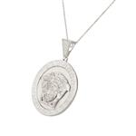 White Sapphire Head of Medusa Medallion in Sterling Silver