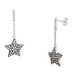 White Sapphire Star Earrings in Sterling Silver