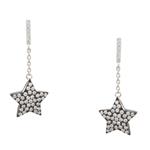 White Sapphire Star Earrings in Sterling Silver