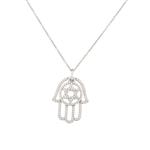 Forever Diamonds Star of David in Hand of God Pendant in Sterling Silver