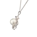 White Sapphire with Pearl Pendant in Sterling Silver