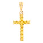 Yellow Sapphire Diamond Cross in 14kt Gold