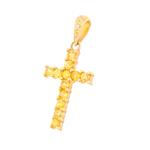 Yellow Sapphire Diamond Cross in 14kt Gold