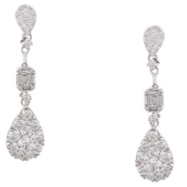 Forever Diamonds Fancy Diamond Drop Earrings in 18kt White Gold