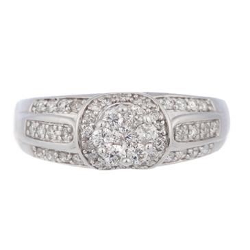 Forever Diamonds Round Diamond Cluster Engagement Ring in 14kt White Gold