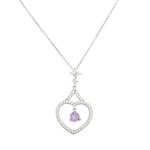 Forever Diamonds Amethyst and White Sapphire Heart Pendant in Sterling Silver