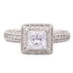 Antique Princess Cut Diamond Engagement Ring in 14kt White Gold