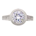 Antique Round Diamond Engagement Ring in 14kt White Gold 