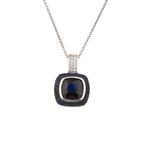 Forever Diamonds Blue Sapphire Halo Pendant in Sterling Silver