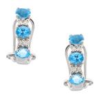 Forever Diamonds Blue Topaz Diamond Earrings in 14kt White Gold