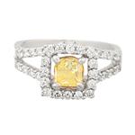 Forever Diamonds Square Canary Yellow Diamond Engagement Ring in 18kt White Gold