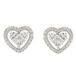 Forever Diamonds Diamond Double Heart Stud Earrings in 18kt White Gold